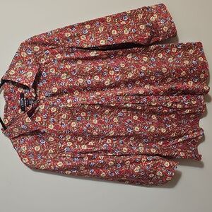 Chaps Red Floral Button Down Shirt Size 2X